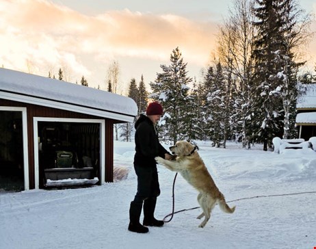 Tim i Umnäs tillsammans med sin hund