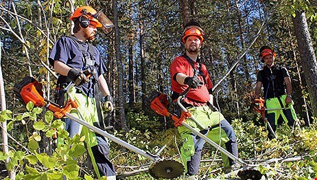 Parkarbetare som röjer